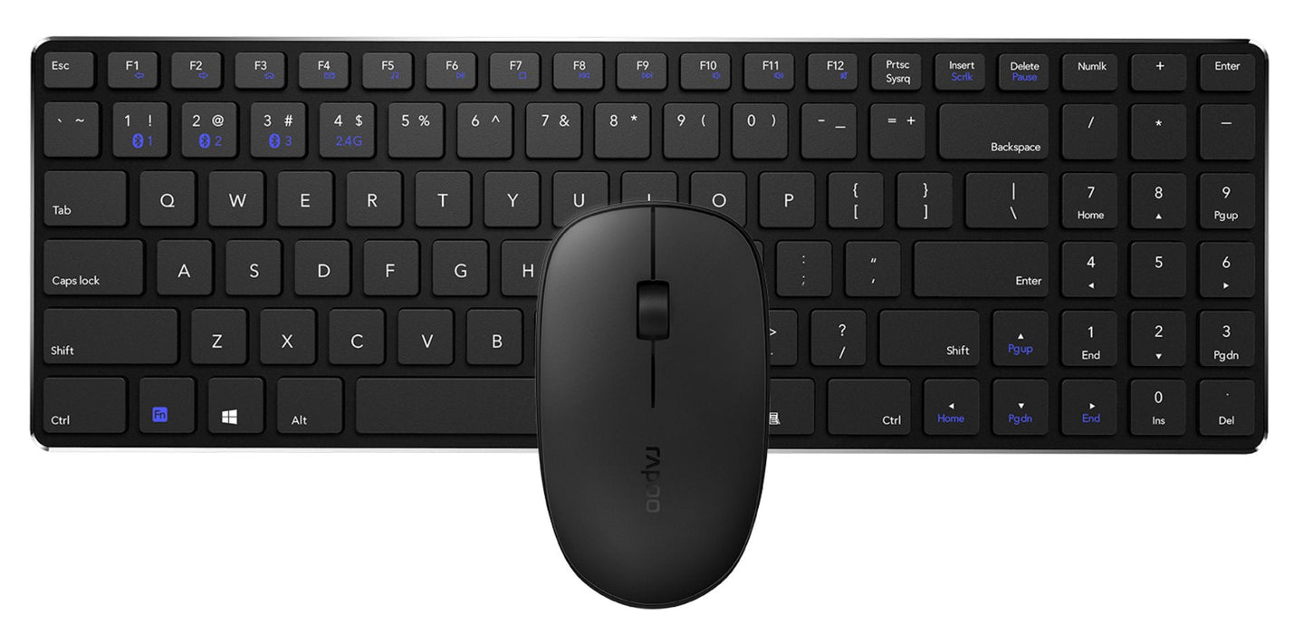 Teclado Rapoo Wireless Y Bluetooth E9300m Portugues 2.4ghz Bt 3.0 4.0 DiseãO Ultrafino Negro