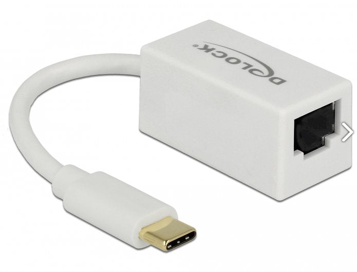 Delock Adaptador Superspeed Usb (Usb 3.1 Gen 1) Con Usb Type-C Macho  Gigabit Lan 10/100/1000 Mbps Rj45 Blanco