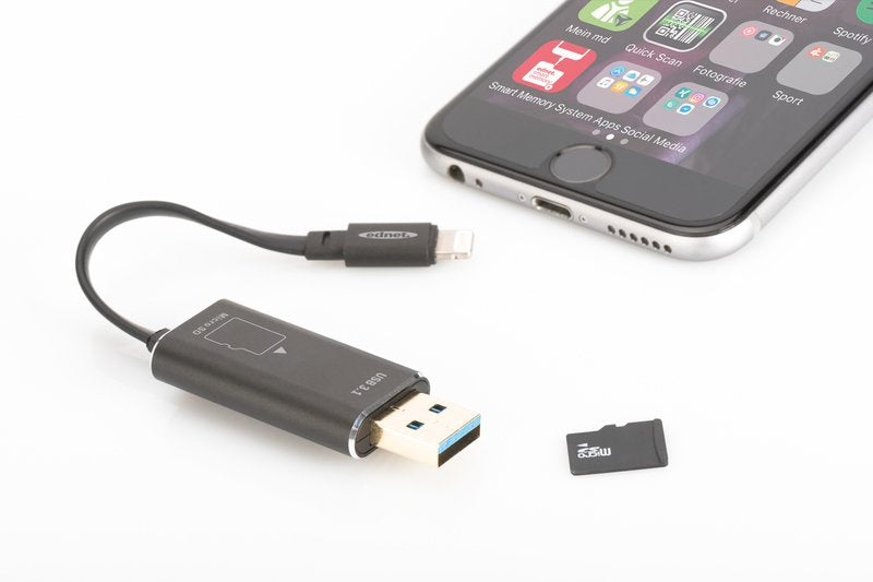 EAN 4054007315199 - Ednet 31519 lector de tarjeta USB 3.2 Gen 1 (3.1 Gen 1)/Lightning Negro imagen 4