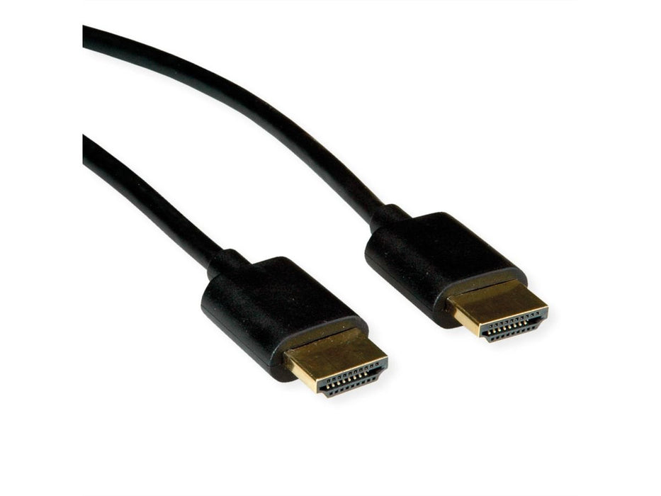 Roline Hdmi High Speed Cable Mit Ethernet Slim St-St Schwarz 2m