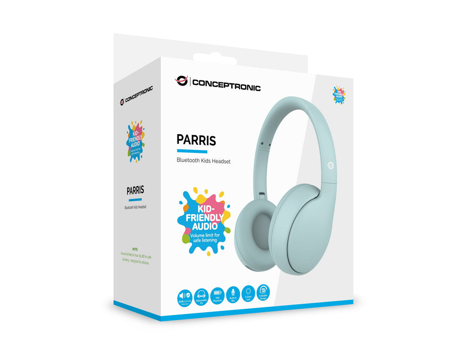 Headset Infantil  Bluetooth 6.0  Conceptronic Parris04b Carga Usb-C Bateria 10h Plegable Color Azul