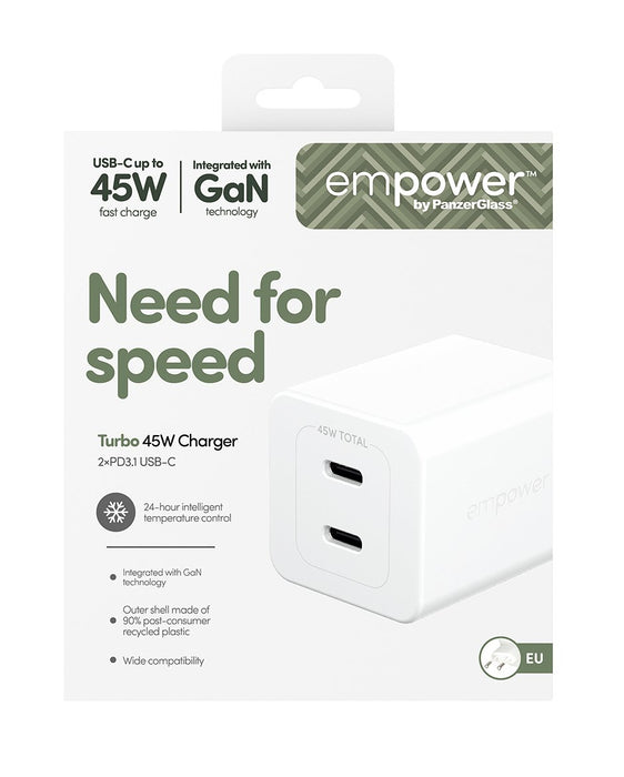 EAN 5715685027574 - PanzerGlass empower™ by ® Turbo 45W Charger incl. 2 x USB-C | EU Plug | Silver White Smartphone Blanco Co imagen 3