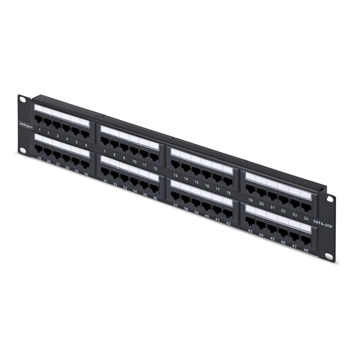 Panel De Parcheo 2u De 48 Puertos Cat6 Rj45 - Utp -Tipo 110