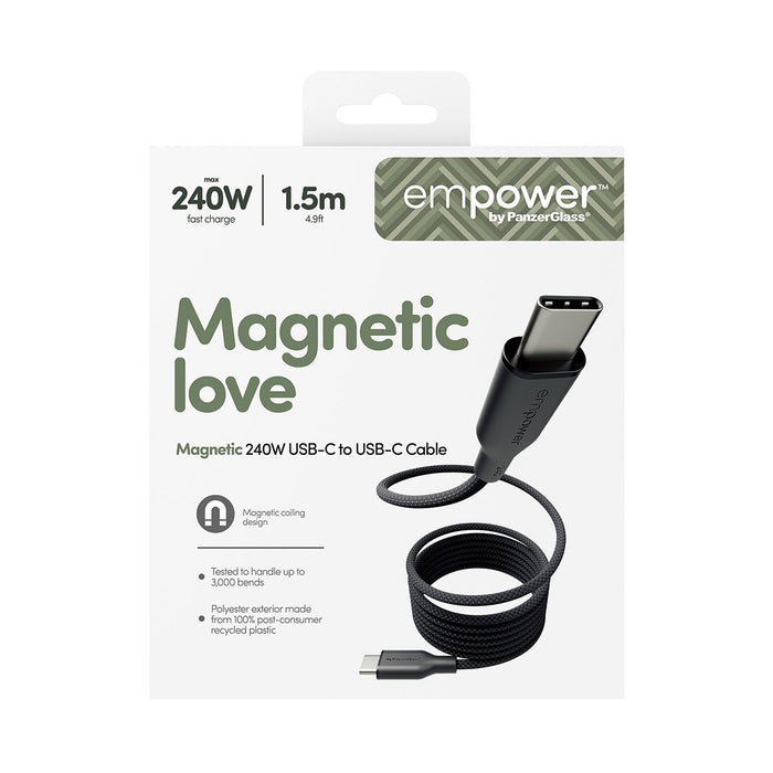 EAN 5715685027697 - PanzerGlass empower™ by ® Magnetic 240W USB-C to USB-C Cable | USB 2.0 | 1.5M | Space Black cable USB 1,5 imagen 3