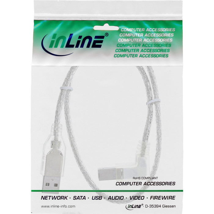 Inline Usb 2.0 Cable Acodado Tipo A Macho A B Macho Transparente 1m