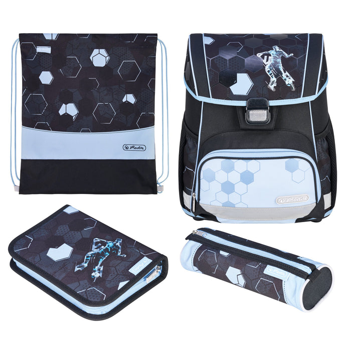EAN 4008110399737 - Herlitz Loop Plus Cyber Soccer juego de mochila escolar Niño Poliéster Azul, Azul oscuro imagen 1