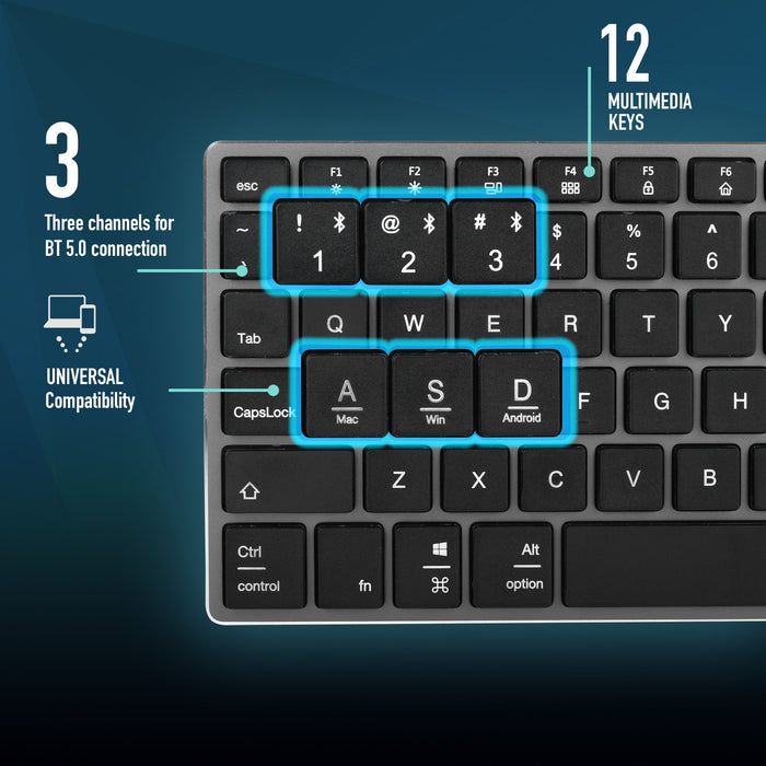EAN 8435430619409 - NGS FORTUNE-BT, QWERTY, ES teclado Universal Bluetooth Negro, Plata imagen 14