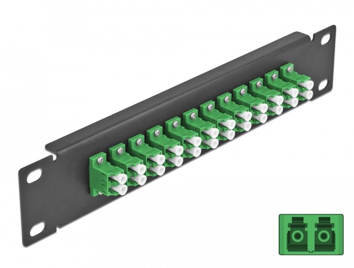 Delock 10" Patch Panel De Fibra Óptica 12 Puertos Lc Duplex Verde 1 U Negro