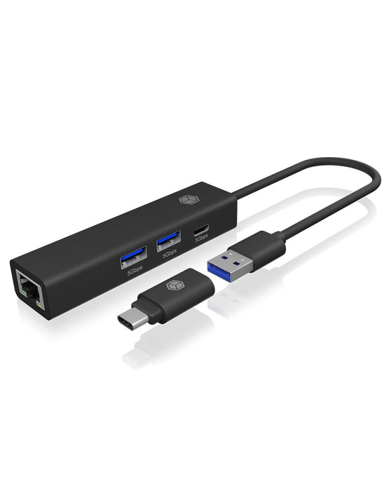 EAN 4250078173410 - ICY BOX IB-HUB1439-LAN Alámbrico USB 3.2 Gen 1 (3.1 Gen 1) Type-A Negro imagen 3