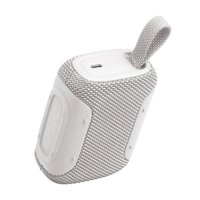 Jbl Go 5 Altavoz Bluetooth Ultraportátil Con Sonido Big Jbl Pro Y Graves Fuertes, Emparejamiento Airtouch, Diseño Impermeable Y Tiempo De Reproducción De 10 Horas, Color Blanco