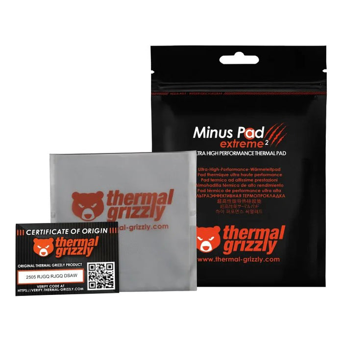 Thermal Grizzly Minus Pad Extreme 2 - 100x 100x 1.0mm, Almohadillas Térmicas Grises Tg-Mp-E2-100-100-10