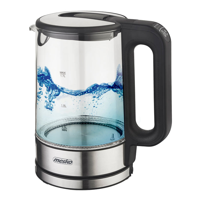 EAN 5903887803915 - Mesko Home MS 1301B tetera eléctrica 1,7 L 2200 W Negro, Acero inoxidable, Transparente imagen 1