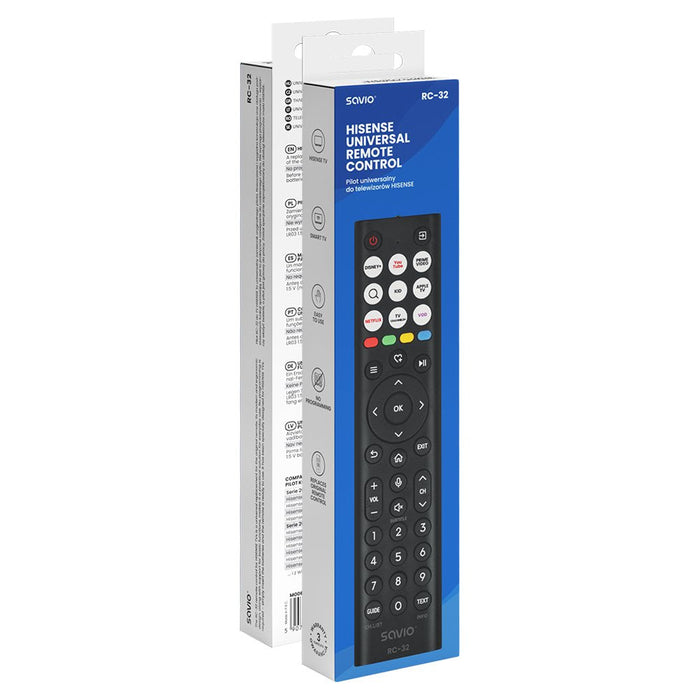 Savio Rc-32 Mando A Distancia Universal/De Repuesto Para Tv Hisense  Smart Tv