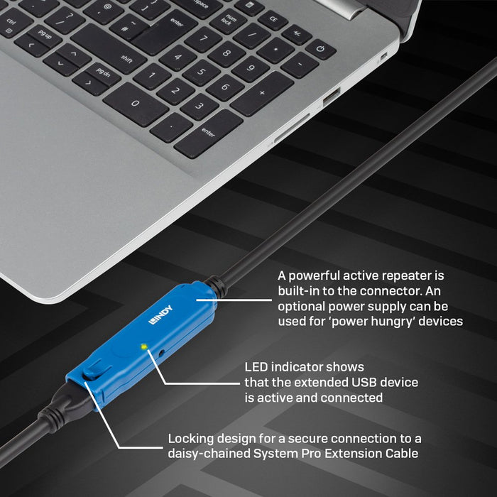 EAN 4002888433624 - Lindy 43362 cable USB USB 3.2 Gen 1 (3.1 Gen 1) 30 m USB A Negro, Azul imagen 5