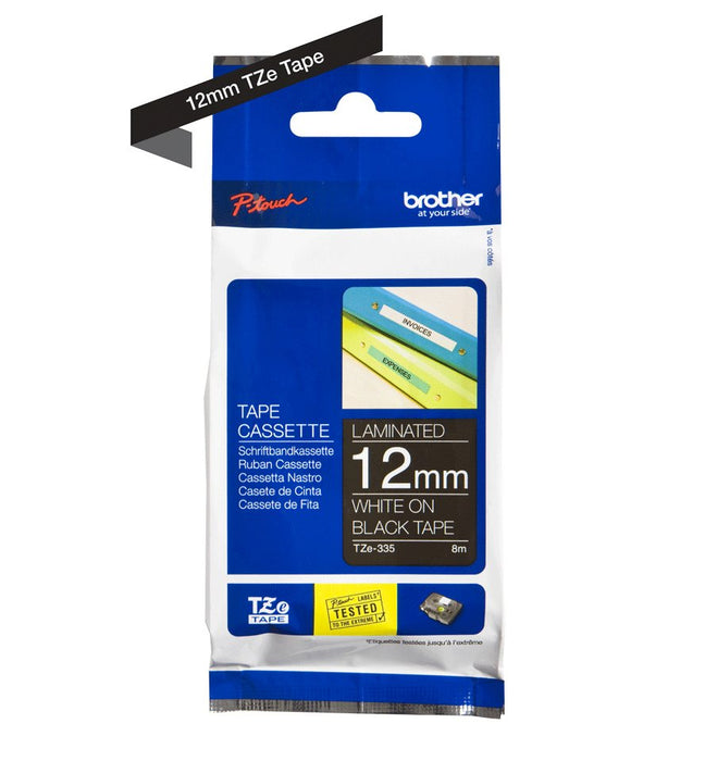Brother Cinta Laminada Negro/Blanco 12mm