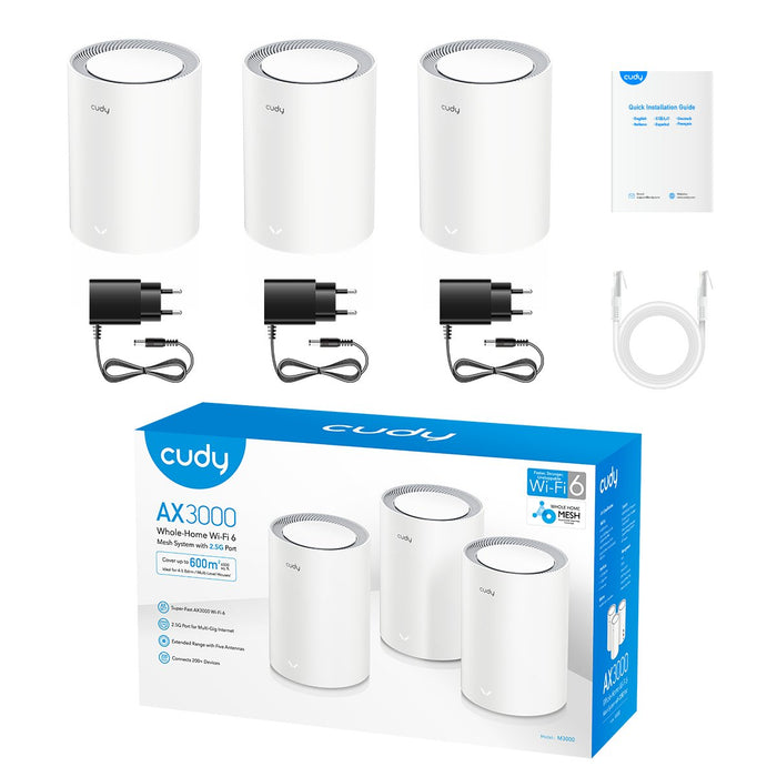 EAN 6971690793258 - Cudy AX3000 Wi-Fi 6 Mesh 2.5G Solution Doble banda (2,4 GHz / 5 GHz) Wi-Fi 6 (802.11ax) Blanco Interno imagen 3