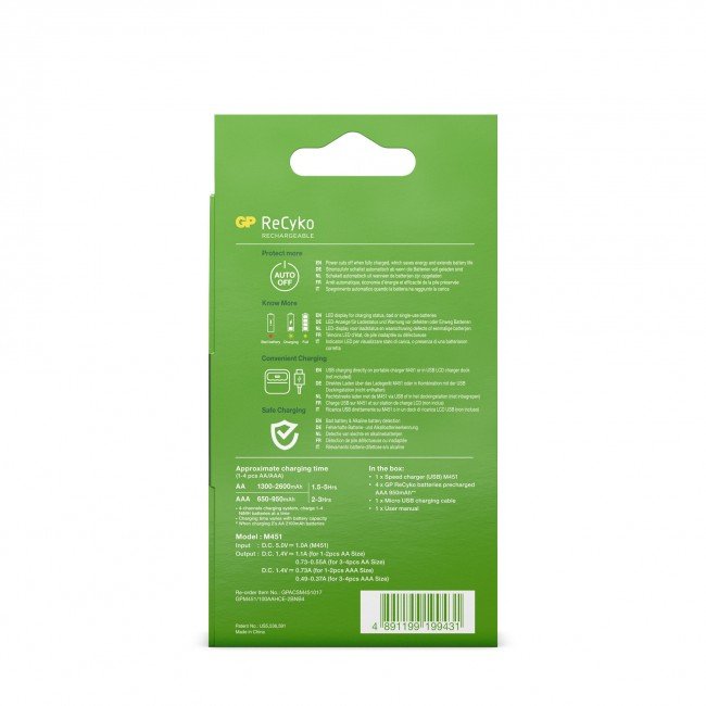 EAN 4891199199431 - GP Batteries M451/100AAAHCE-2WB4 cargador de batería Pilas de uso doméstico CC imagen 7