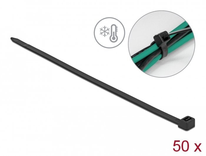 Delock Cablebinder Kälteresistent L 380 X B 7,6 Mm Schwarz 50 Stück