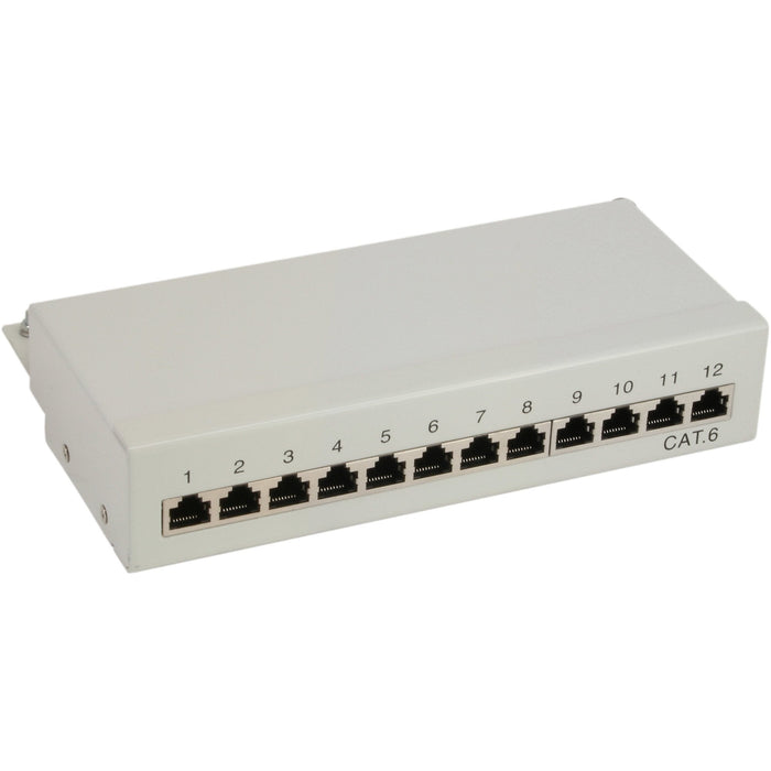 Patch Panel Inline Cat.6 12 Puertos Montaje En Escritorio/Pared Gris Claro Ral7035