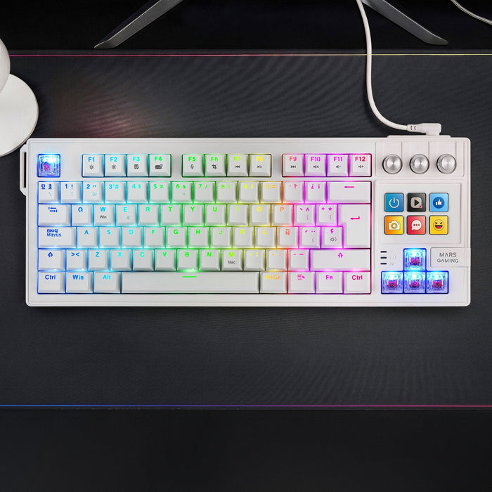Teclado Gaming Mecánico Mars Gaming Mk-Master Switch Rojo Blanco Incluye Smartdeck