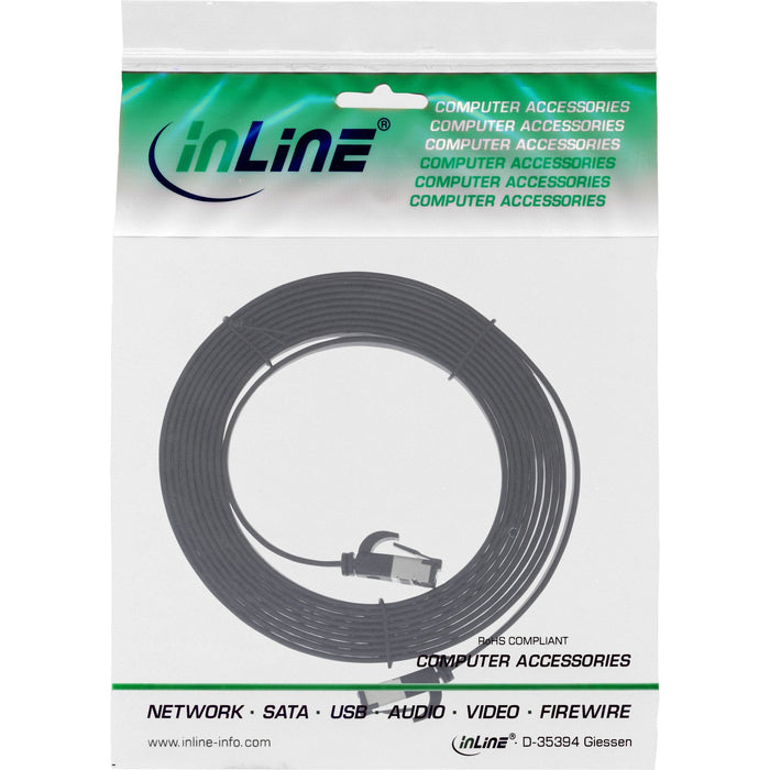 Cable De Red Plano Inline, U/Ftp, Cat.8.1, Tpe Libre De Halógenos, Negro, 0,5m