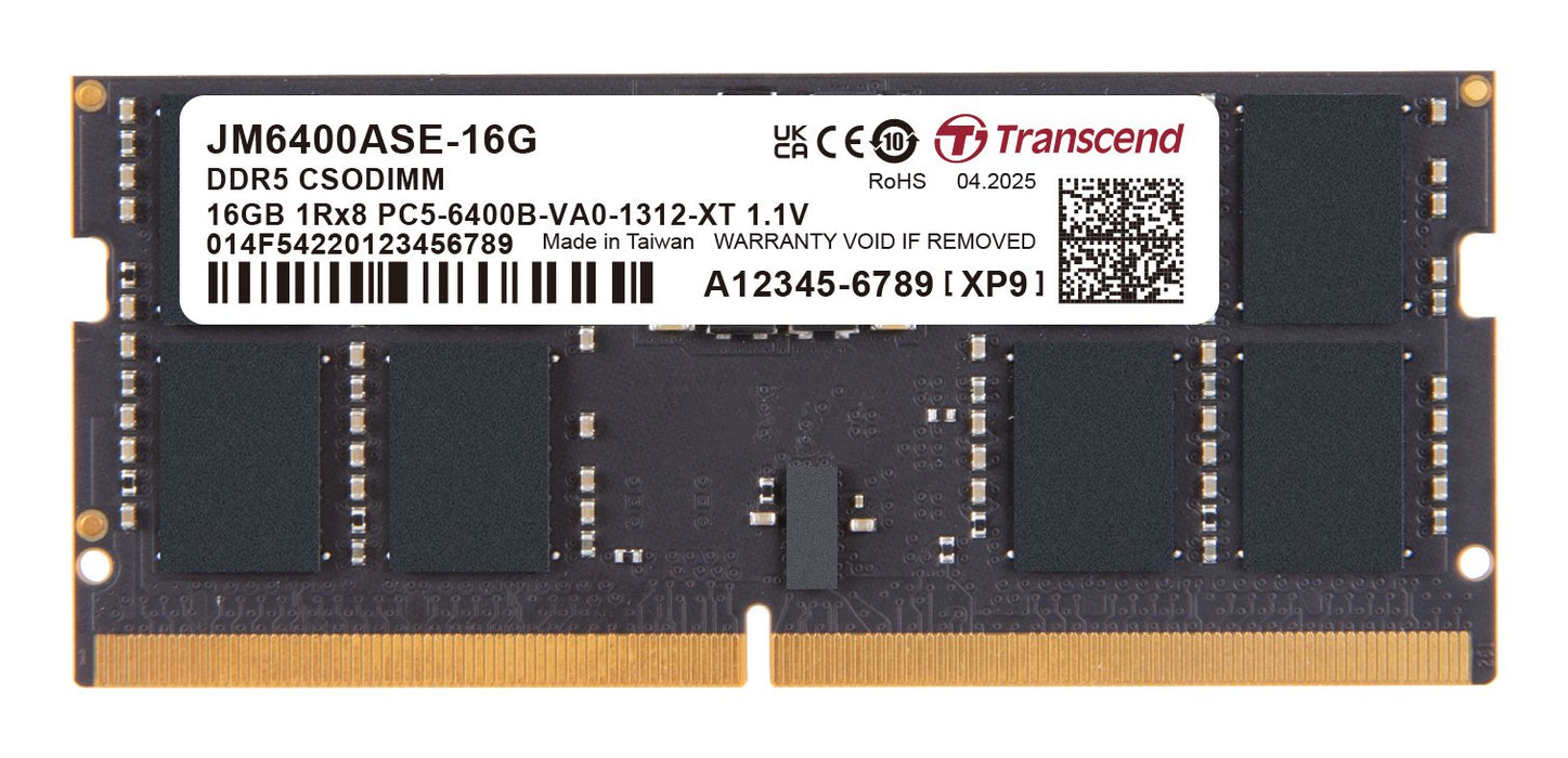 So-Dimm 16gb Jetram Ddr5 6400mhz 1rx8 2gx8 Cl52 1.1v