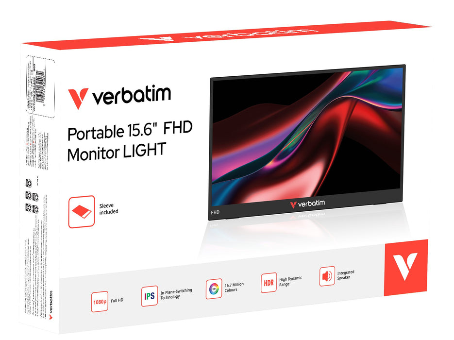 EAN 0023942324010 - Verbatim Portable 15.6" FHD Monitor LIGHT Monitor portátil Negro 39,6 cm (15.6") LCD 1920 x 1080 Pixeles imagen 6
