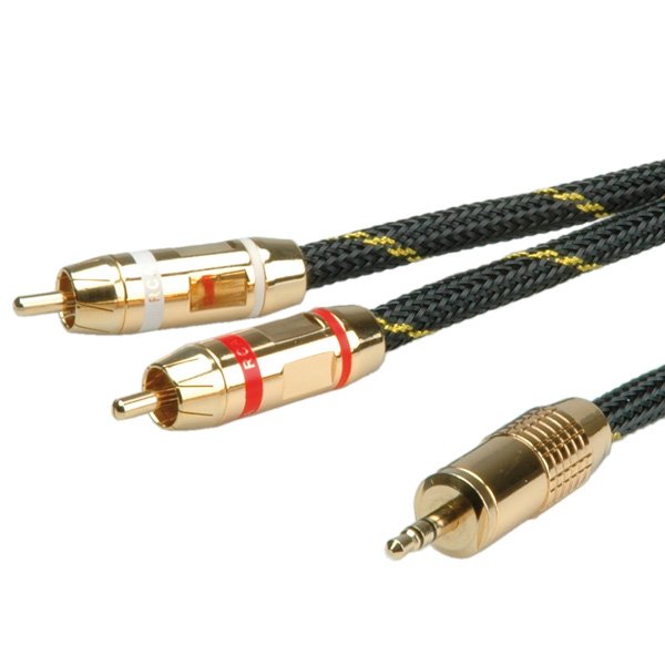 Roline Gold Audio-Verbindungscable 3,5mm Stereo - 2x Cinch Stecker   Stecker 2,5m