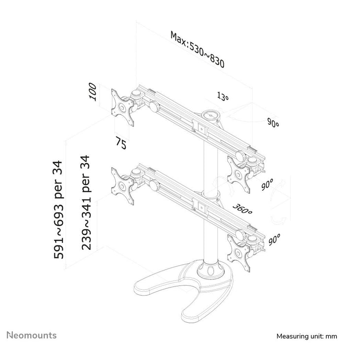 EAN 8717371442514 - Neomounts FPMA-D700DD4 soporte para monitor 76,2 cm (30") Escritorio Negro imagen 6