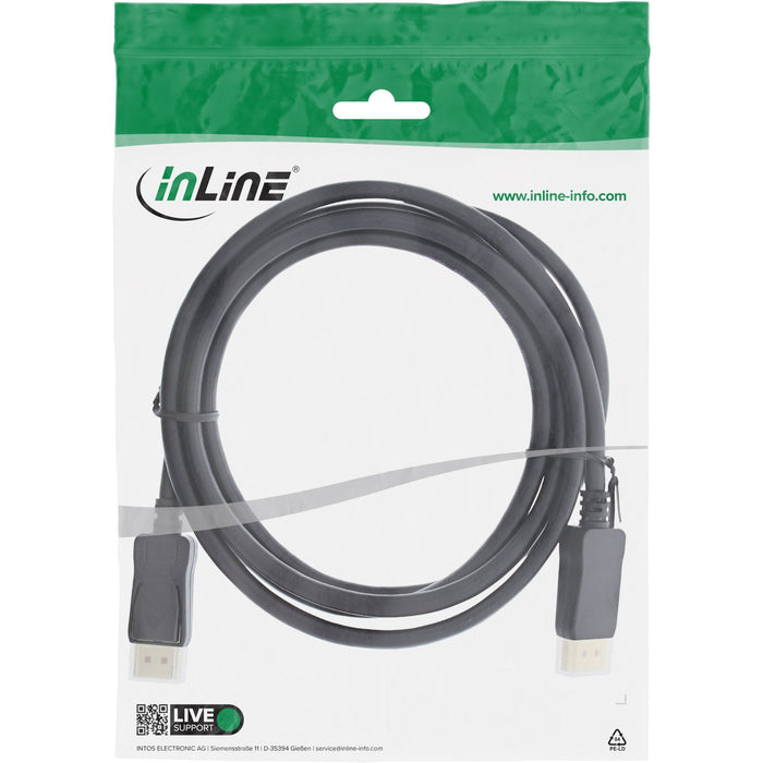 Inline® Displayport 1.4 Cable, Negro, Gold-Plated Contacts, 1m