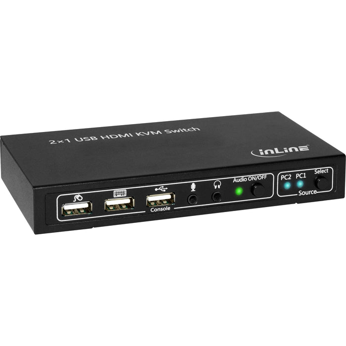 Switch Kvm Inline 2x1 Hdmi, 2x1, Hdmi 4k2k, Hub Usb 2.0, Con Audio