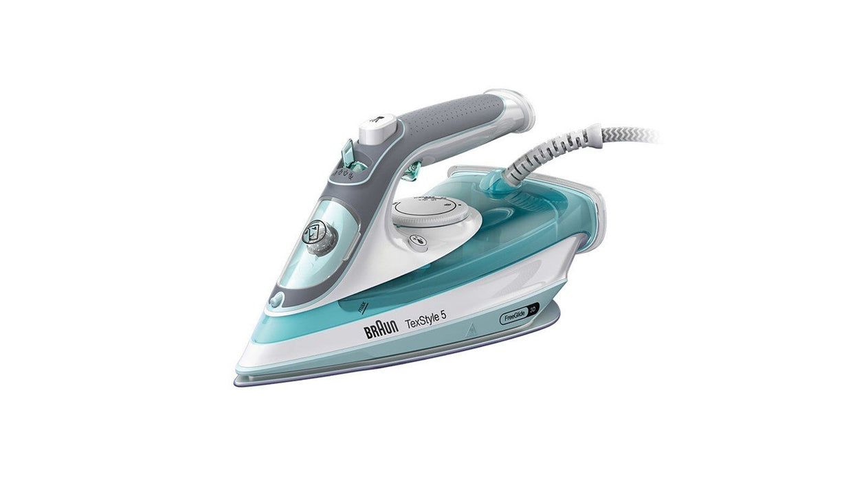 EAN 8021098270740 - Braun TexStyle 3 SI 5017 GR Plancha a vapor Suela de cerámica 2700 W Gris, Turquesa, Blanco imagen 1