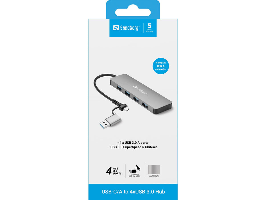 EAN 5705730136634 - Sandberg USB-C/A to 4xUSB 3.0 Hub imagen 3