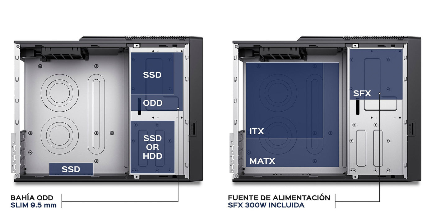 Caja Pc Micro Atx Unykach Uk2012 Cpu Max 80mm Gpu Max 220mm F.A Sfx 300w 80+ Bronze Negro