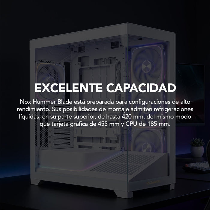 Caja Pc Gaming Semitorre Nox Hummer Blade Blanca