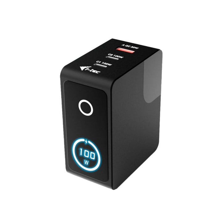 D I-Tec 100w Intelligent Multiport Usb Charger 2x Usb-C 1x Usb-A Lcd Display