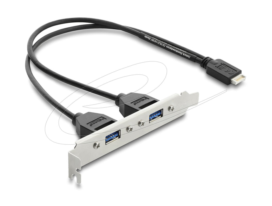 Usb Typ-E Key B Stecker Zu 2 X Usb 5 Gbps Typ-A Buchse Mit Slotblech Anschlusscable 35,5 Cm