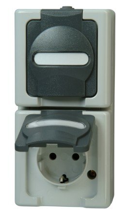 Kopp 131456008 Azul Electric Schuko Steckdose M.Klappd. 2f Fertig Verdrahtet Gra