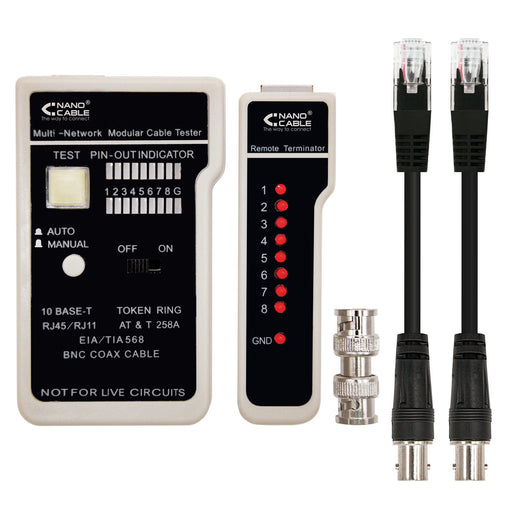 EAN 8433281005921 - Nanocable 10.31.0303 comprobador de cables de red Negro, Blanco imagen 1