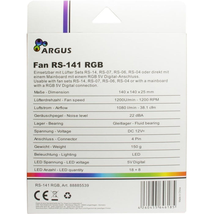 EAN 4260455646185 - Inter-Tech 88885539 sistema de refrigeración para ordenador Carcasa del ordenador Ventilador 14 cm Negro  imagen 4