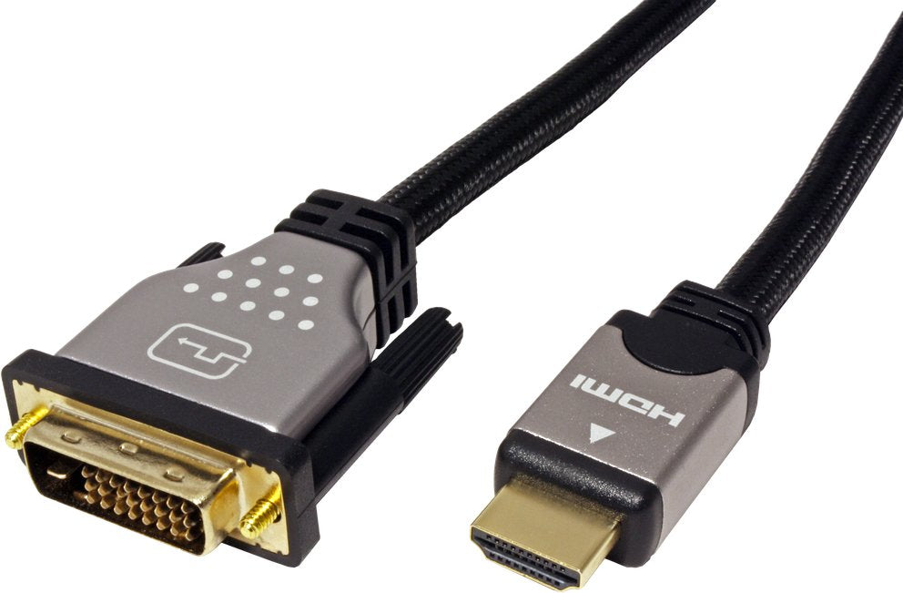Roline Monitorcable Dvi (24+1) - Hdmi, St St, Schwarz   Silber, 1,5 M