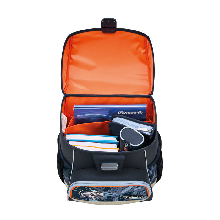 EAN 4008110397139 - Herlitz Loop Plus TechMech juego de mochila escolar Niño Poliéster Azul, Naranja imagen 7