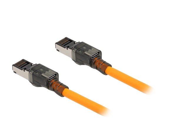 Delock 80410 Cable De Red Rj45 Con Función De Buscador De Puerto Usb Type-C Self Tracing Cat.6a S/Ftp 3 M Naranja