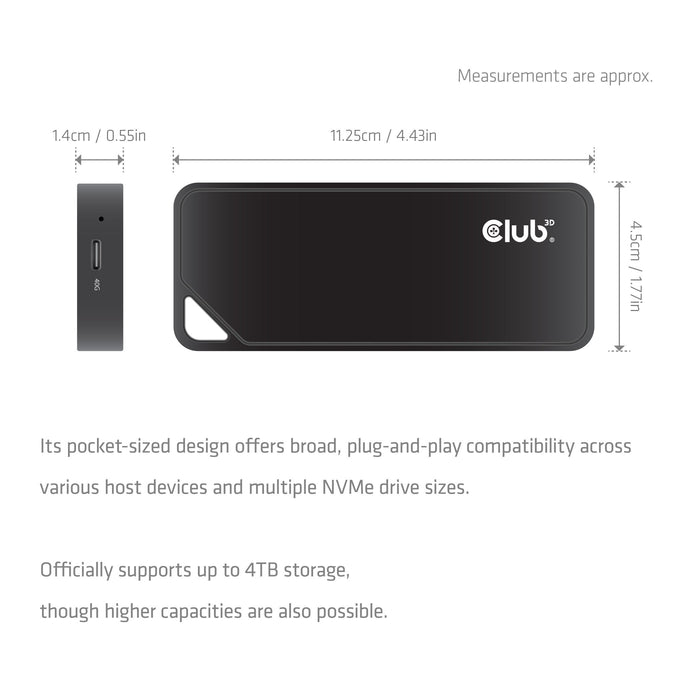 Club3d Ssd Carcasa M.2 Con Ventilador Usb4, Nvme Retail