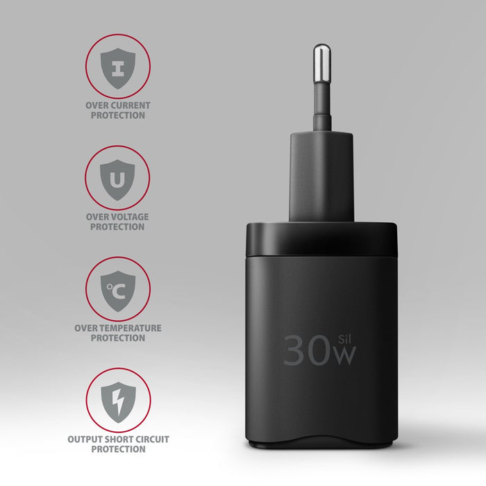 EAN 8595247907103 - Axagon ACU-PQ30 Ladegerät QC3.0, 4.0/AFC/FCP/PPS/Apple+ PD USB-C, 30W - schwarz - Kompaktes Ladegerät - 1 imagen 5