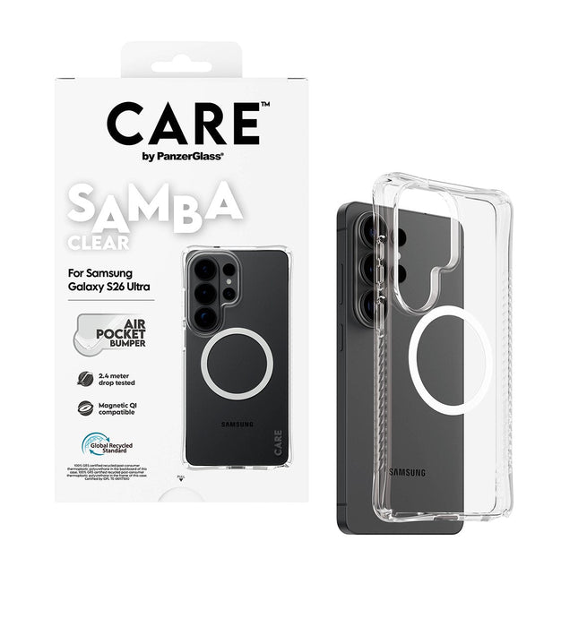Care By Panzerglass Samba Case Transparent W. Blanco Qi Samsung New Galaxy S26 Ultra