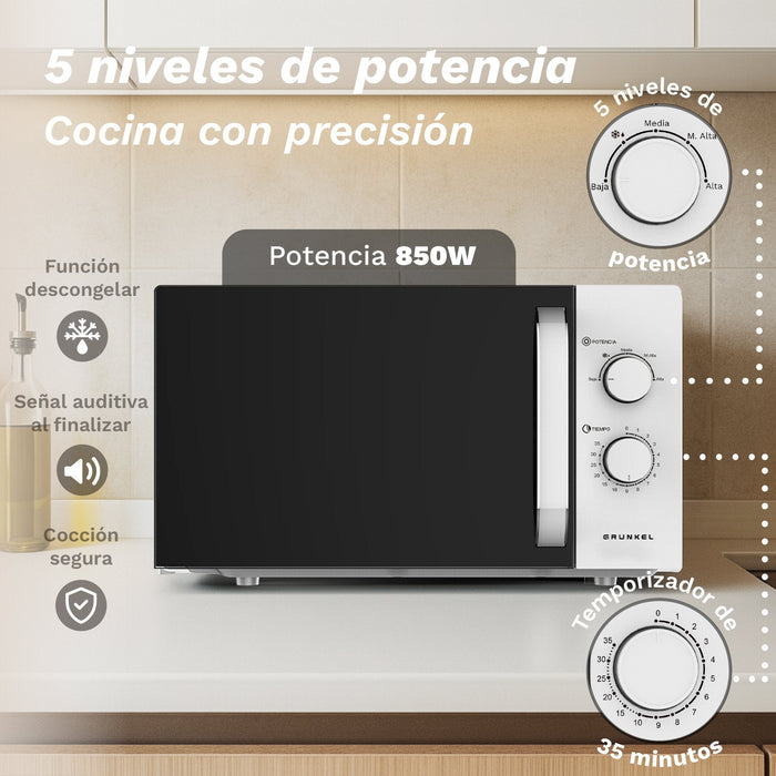 Microondas Grunkel Mw-25easy 850w Capacidad 25l Blanco