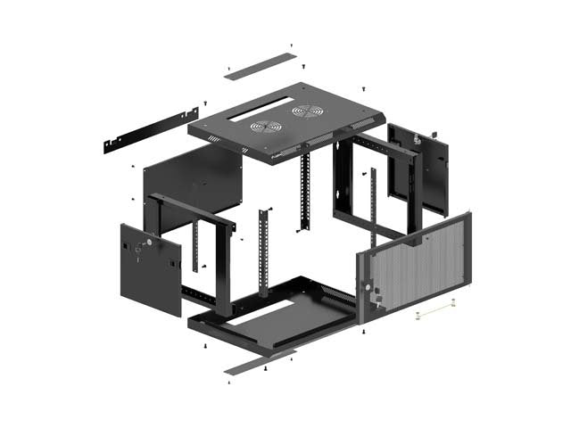 Lanberg Rack Cabinet 19in Wall-Mount 12u 600x600 Flat Pack With Perforated Door Black