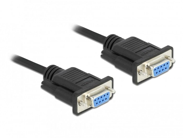 Delock Rs-232 Cable Seriell D-Sub 9 Buchse Zu Buchse Nullmodem Mit Schmalem Steckergehäuse - Cts   Rts Auto Control - 2 M