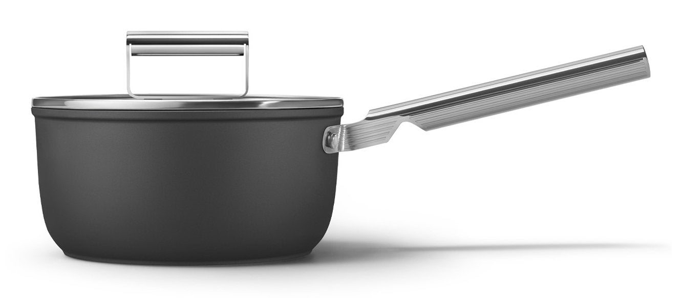 Smeg Spf2012blm Kochtopf, 20 Cm, Keramik, Edelstahlgriff, Mattschwarz